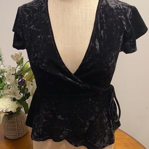 NWT Lovefire crushed velvet wrap blouse size xs